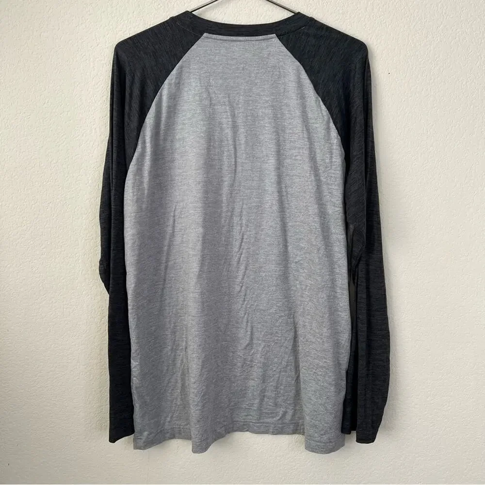 Gaiam raglan baseball tee T-shirt top light dark heather gray long sleeve